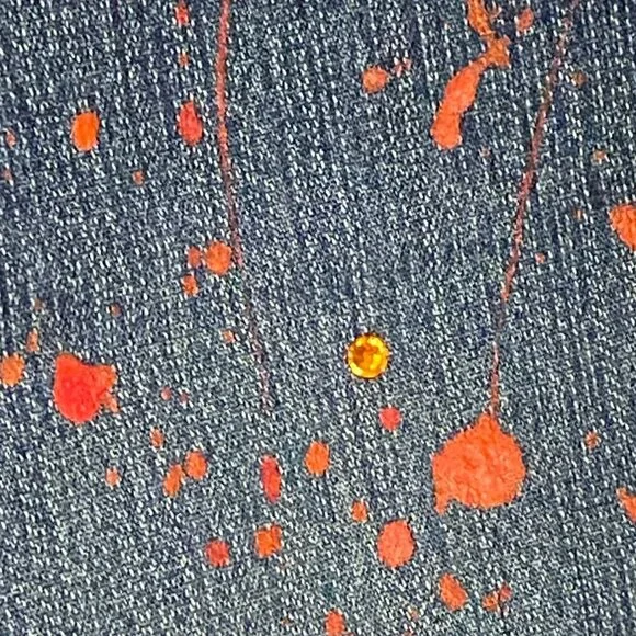 UNIONBAY stretch Blue Jeans Hand Splattered Fabric Paint & Rhinestones Size 5 - Picture 11 of 11